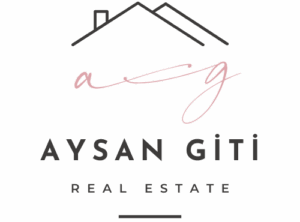 kıbrıs Aysan Giti Real Estate için el yazısı AG'nin üzerinde basit bir ev çatısı ve altında Aysan Giti Real Estate metni bulunan minimalist logo, Kuzey Kıbrıs gayrimenkul veya İskele Long Beach satılık daire ilanları için mükemmeldir. aysan_giti
